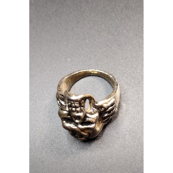 Skull With Flames Ring Size 9 Biker Gothic Punk Rocker Jewelry Silver Plated - Picture 5 of 7